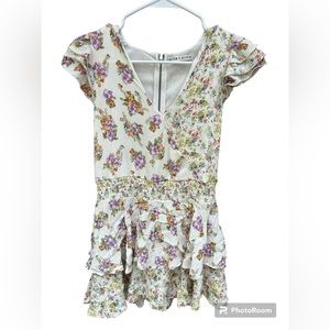 ALICE + OLIVIA Floral Print V-Neck Romper size 2